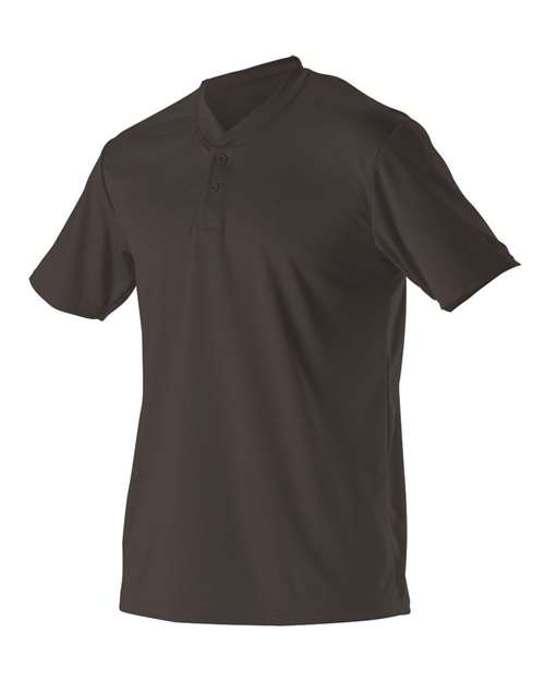 B32585502 Youth Baseball Two Button Henley Jersey, Black - Extra Small
