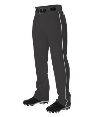 Picture of Alleson Athletic B48085504 Warp Knit Baseball Pants with Side Braid&#44; Black & Charcoal - Medium