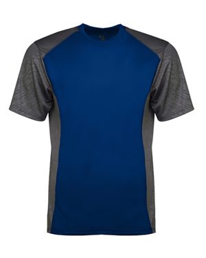 B93385705 Line Embossed Colorblock T-Shirt, Red & Graphite Line - Large
