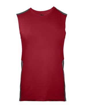 B50285096 Line Embossed Sleeveless Fitted T-Shirt, Graphite & Black Line - Extra Large