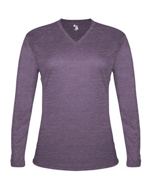 Picture of Badger B58785142 Womens Tri-Blend Long Sleeve T-Shirt, Oxford - Extra Small