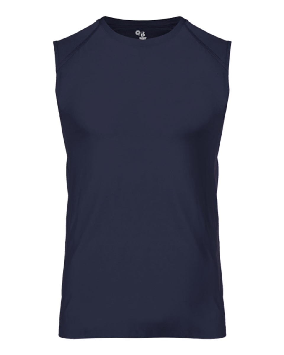 B21185654 Fitted Battle Sleeveless T-Shirt, Navy - Medium