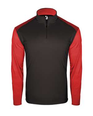B68085522 Breakout 0.25 Zip Pullover T-Shirt, Black & Red - Extra Small