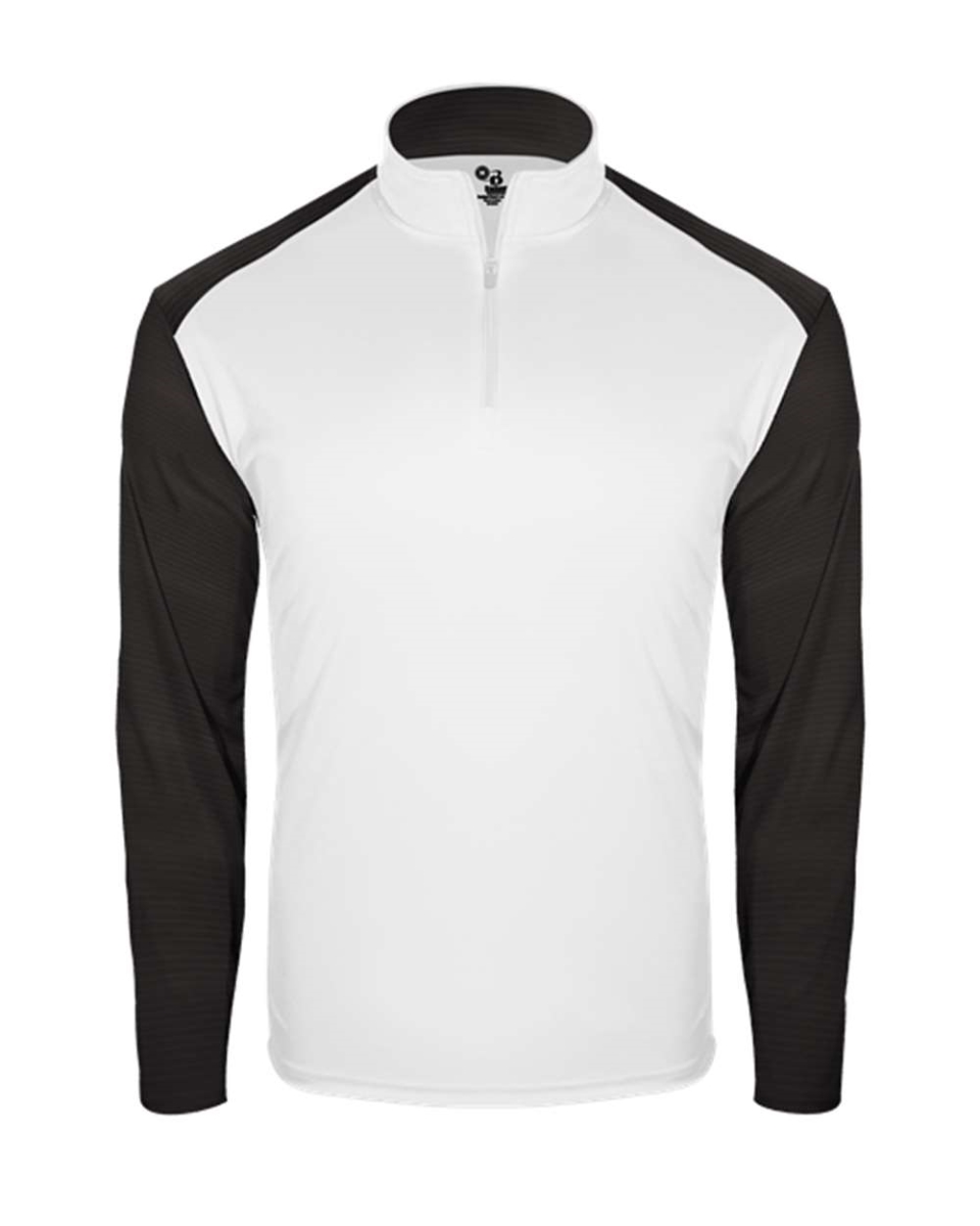 B68085109 Breakout 1-4 Zip Pullover, White & Black - 4XL