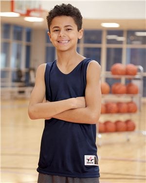 B03585126 Youth Reversible Tank, Black & White - Extra Large