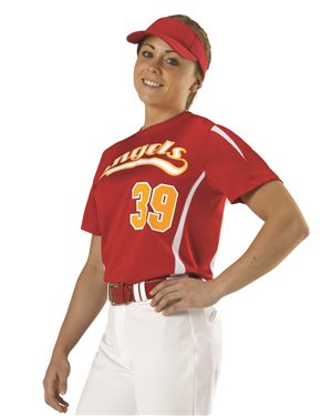 Picture of Alleson Athletic B31785544 Womens Fast-Pitch Crew Neck Jersey&#44; Forest & White - Medium