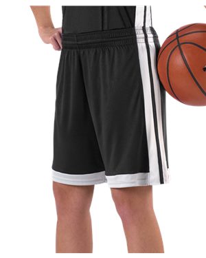 Womens Single Ply Basketball Shorts, Black & White - Small