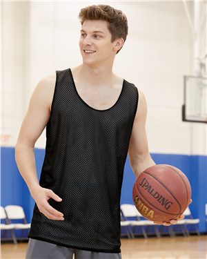 B58485098 Reversible Mesh Tank, Graphite & White - 3XL