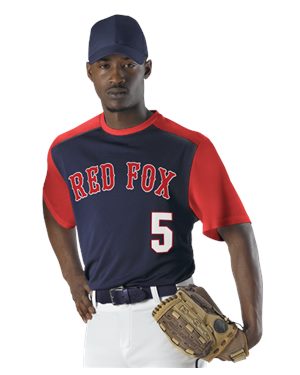 B33885114 Crewneck Baseball Jersey, Navy & White - Medium