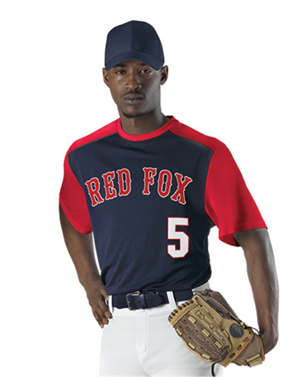 Picture of Alleson Athletic B33985136 Youth Crewneck Baseball Jersey&#44; Navy & Red - Extra Large