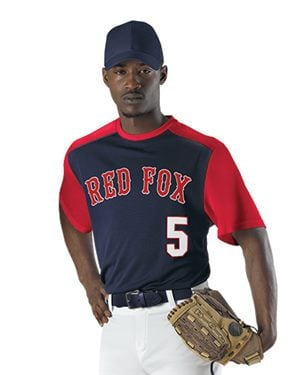 B33985164 Youth Crewneck Baseball Jersey, Red & White - Medium