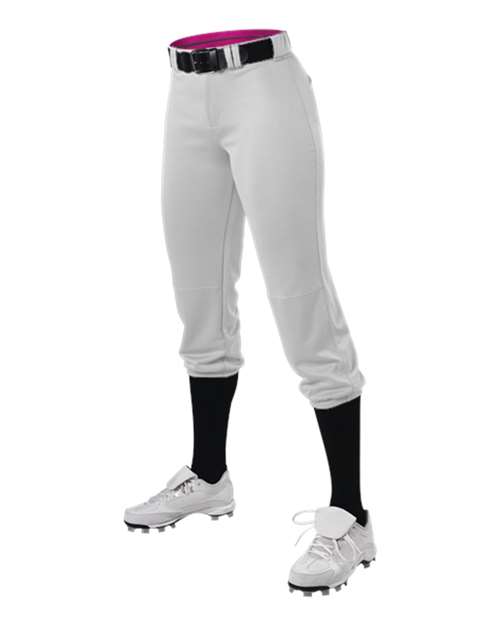 Womens Belted Speed Premium Fastpitch Pants, White - Extra Large