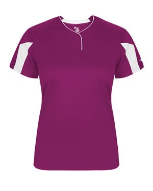 Picture of Alleson Athletic B19985313 Girls Striker Placket Shirt&#44; Hot Pink & White - Small