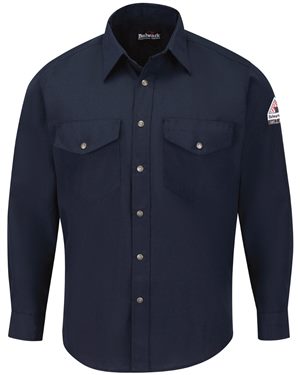 B53730364 Snap-Front Uniform Shirt - Nomex IIIA - 4.5 oz - Long Size, Tan - Medium Tall -  Bulwark