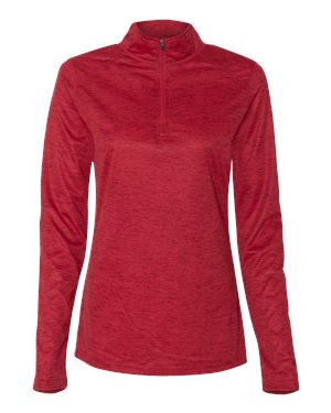 Picture of Badger B14185705 Womens Tonal Blend Quarter-Zip Pullover, Red Tonal Blend - Large