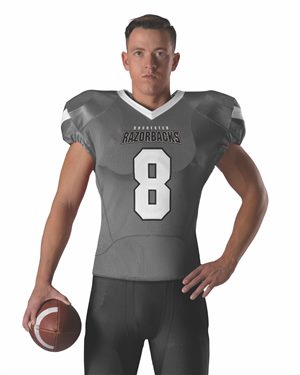 B44385104 Pro Flex Cut Belt Length Football Jersey, White & Black - Medium
