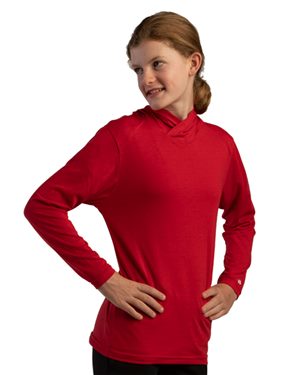 B58685132 Youth Tri-Blend Surplice Hooded Long Sleeve T-Shirt  Red Heather - Extra Small