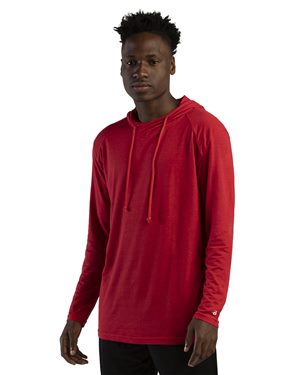 B57385656 Tri-Blend Surplice Hooded Long Sleeve T-Shirt, Navy - Extra Large