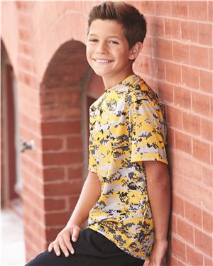 Picture of Badger B14085066 Youth Digital Camo T-Shirt, Electric Blue Digital - Extra Large