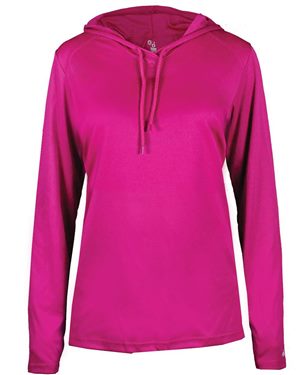 Picture of Badger B15385312 Womens B-Core Long Sleeve Hooded T-Shirt, Hot Pink - Extra Small