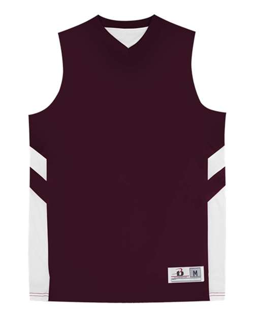 Picture of Alleson Athletic B17485538 B-Pivot Reversible Tank Top&#44; Maroon & White - 3XL
