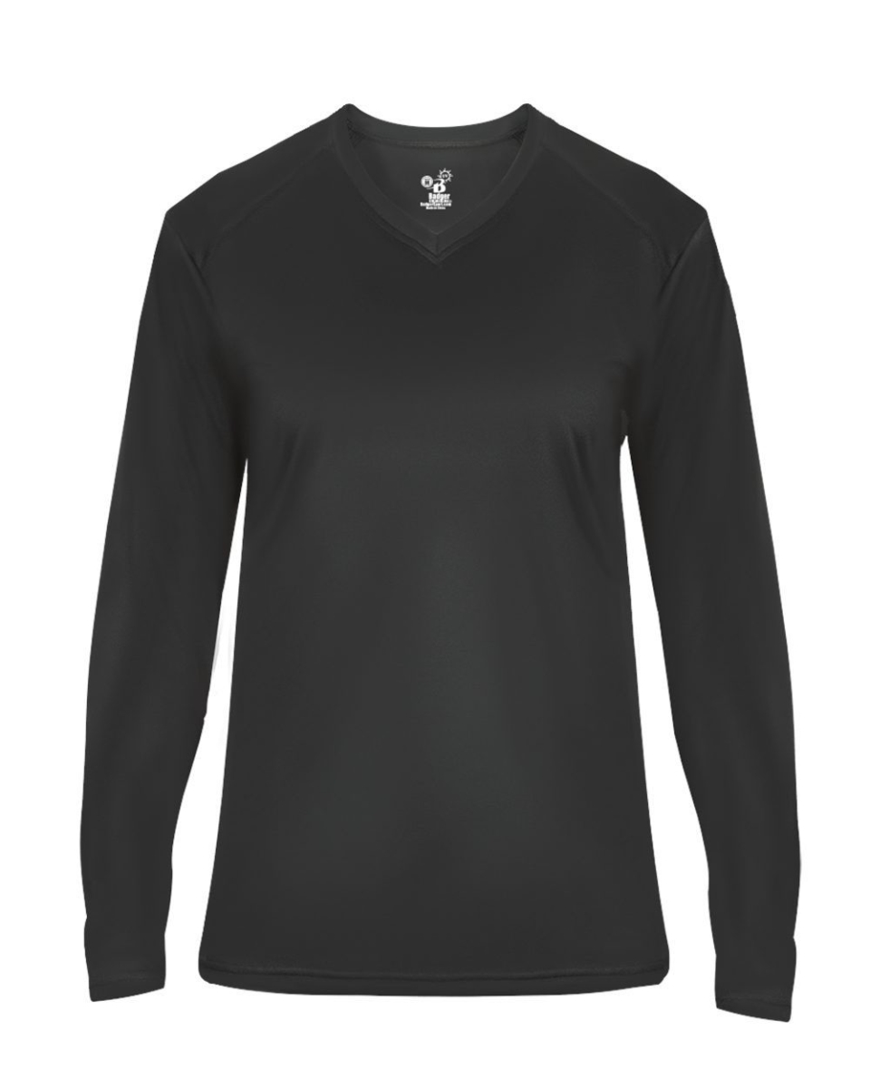 Picture of Badger B19085007 Ultimate SoftLock Womens V-Neck Long Sleeve T-Shirt, White - 2XL