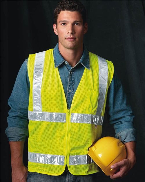 Picture of Bayside B81279175 USA-Made Mesh Safety Vest&#44; Lime Green - Large