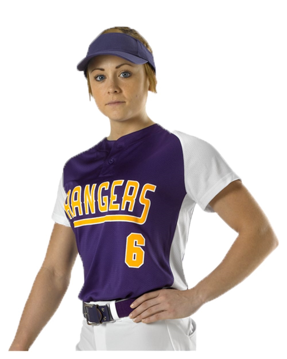 Picture of Alleson Athletic B32685503 Womens Two Button Fastpitch Jersey&#44; Black & White - Small