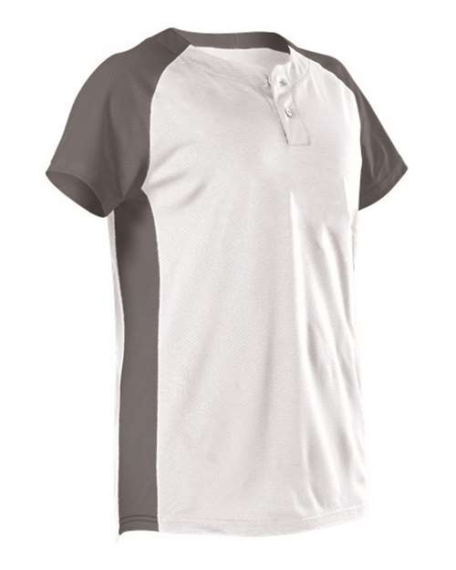 B32685003 Womens Two Button Fastpitch Jersey, White & Charcoal - Small