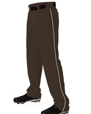 B41085537 Baseball Pants with Braid, Charcoal & Red - 2XL