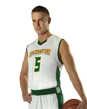 B38685544 Youth Single Ply Reversible Jersey, Forest & White - Medium