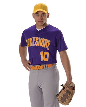 B33585666 Youth Full Button Lightweight Baseball Jersey, Orange - Extra Large