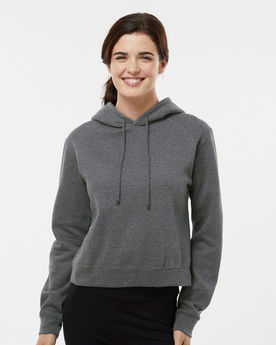 B21485703 Women Crop Hooded Sweatshirt, Red - Small