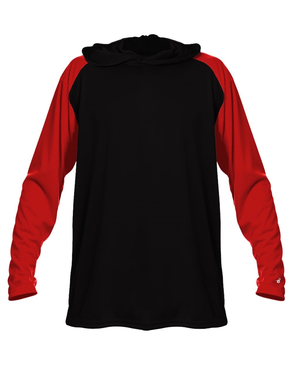 B90885116 Breakout Hooded Long Sleeve T-Shirt, White & Black - Extra Large