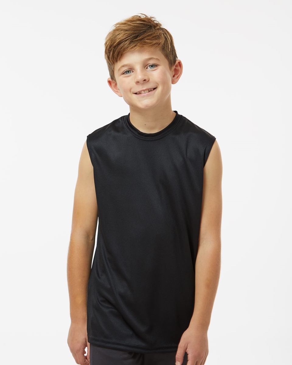 B06585354 Youth Sleeveless T-Shirt, Silver - Medium