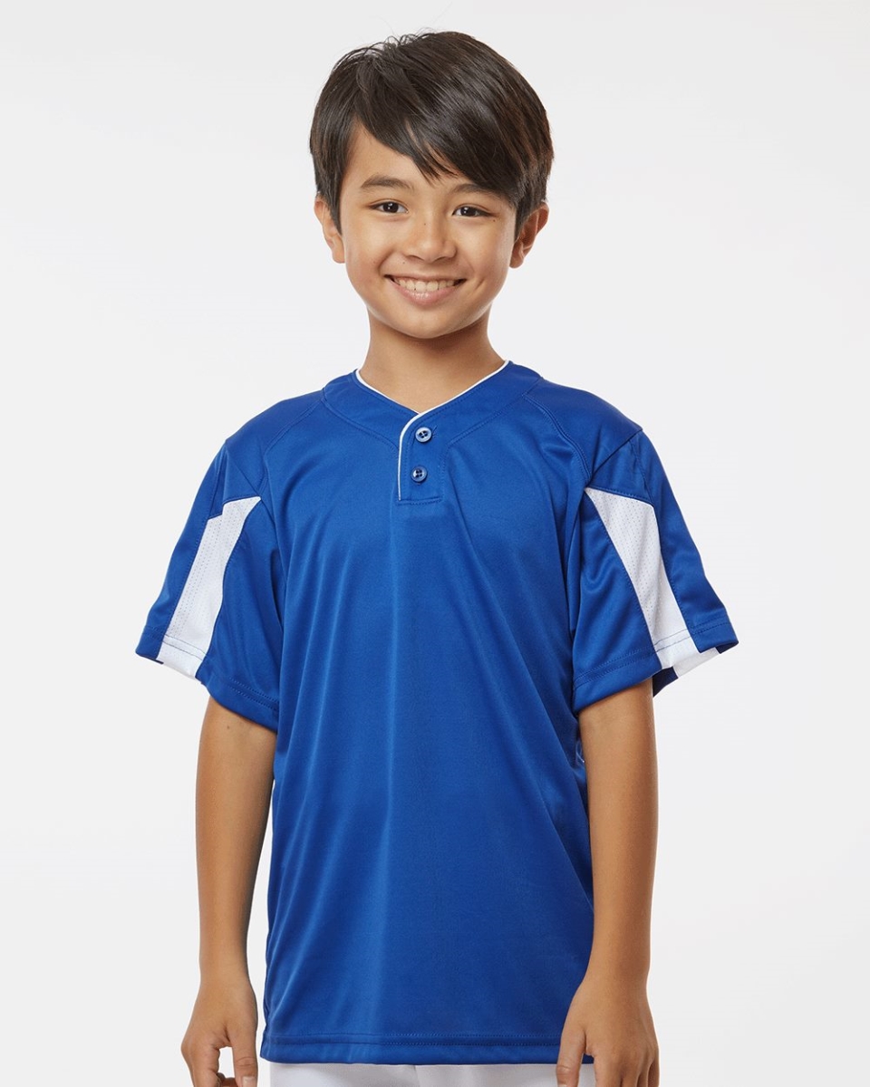 B20285462 Youth Striker Placket T-Shirt, Royal & Red - Extra Small