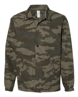 B20876627 Water-Resistant Windbreaker Coachs Jacket, Forest Camo - 2XL -  Independent Trading