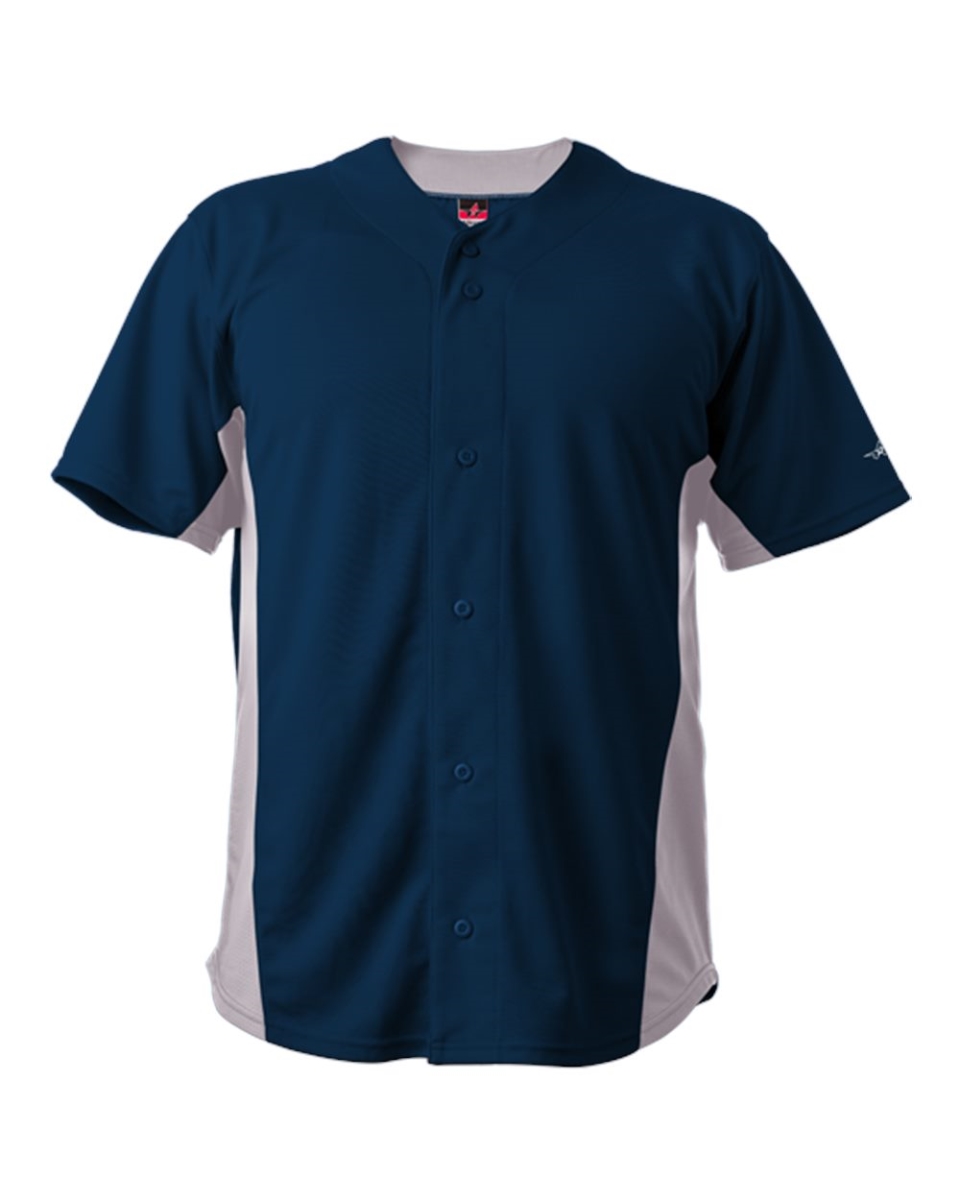 B94485525 Crush Full Button Baseball Jersey, Red - Large