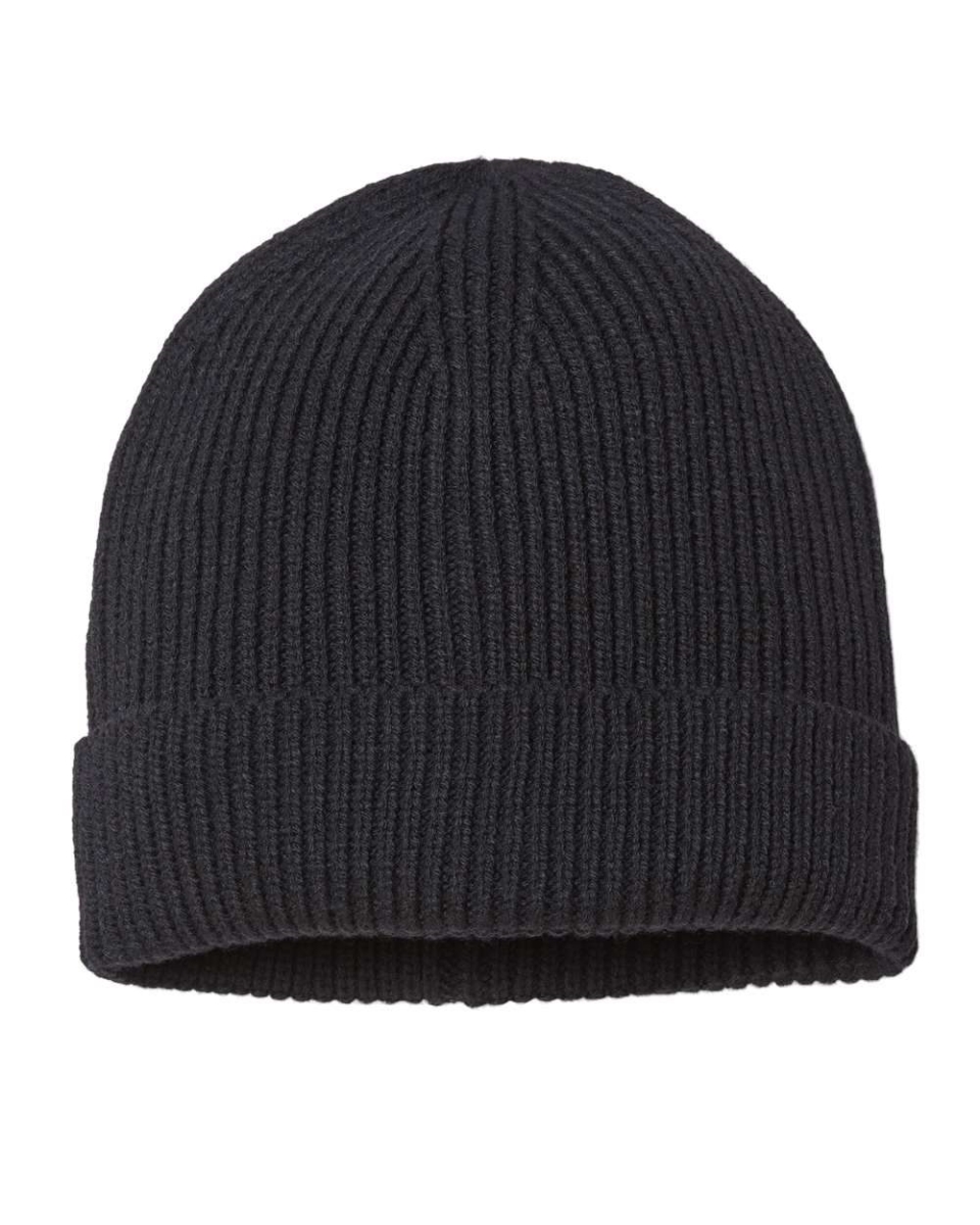 Picture of Atlantis Headwear B09595650 Sustainable Fine Rib Cuffed Beanie&#44; Navy - One Size