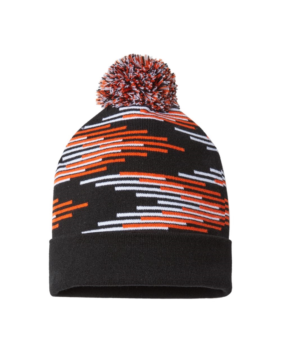 Picture of Cap America B91695110 USA-Made Bar Beanie&#44; Black & Heather Grey - White - One Size