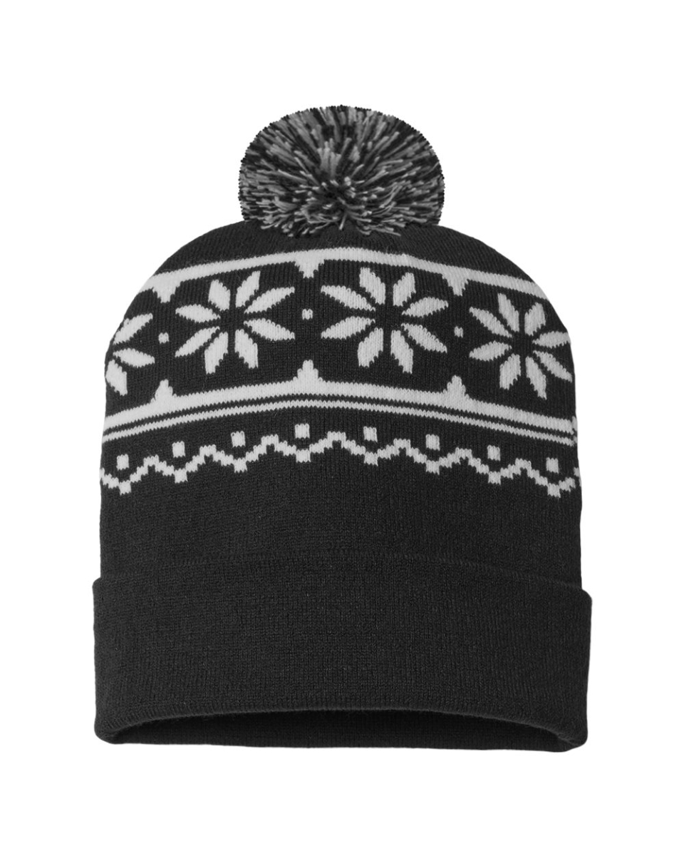 Picture of Cap America B92195500 USA-Made Snowflake Beanie&#44; Black & White - One Size