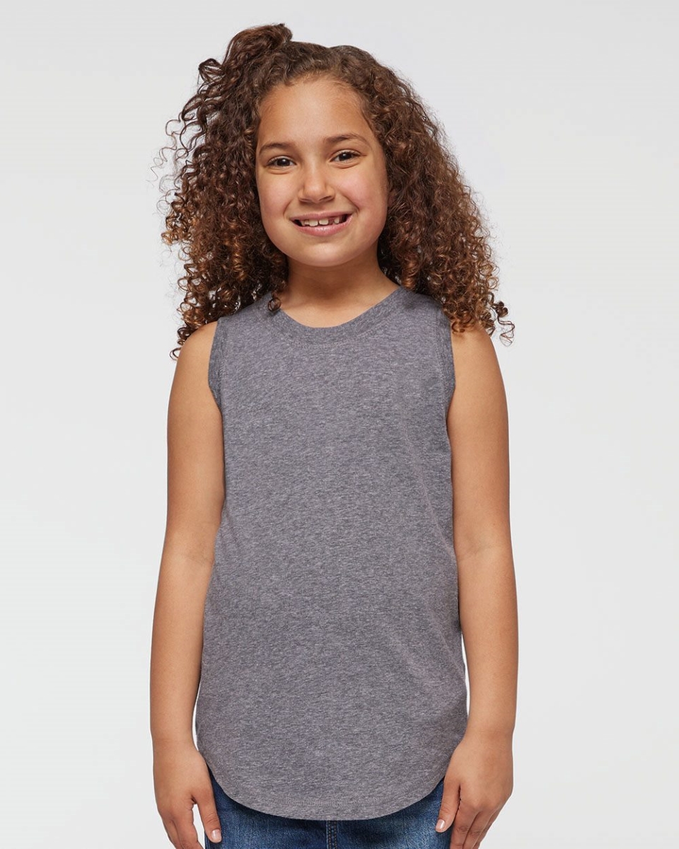 Picture of LAT B07738656 Girls Relaxed Fine Jersey Tank Top&#44; Denim - Extra Large