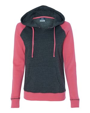 Picture of MV Sport B82752315 Womens Harper Raglan Hooded Sweatshirt&#44; Hyper Pink & Charcoal - Large