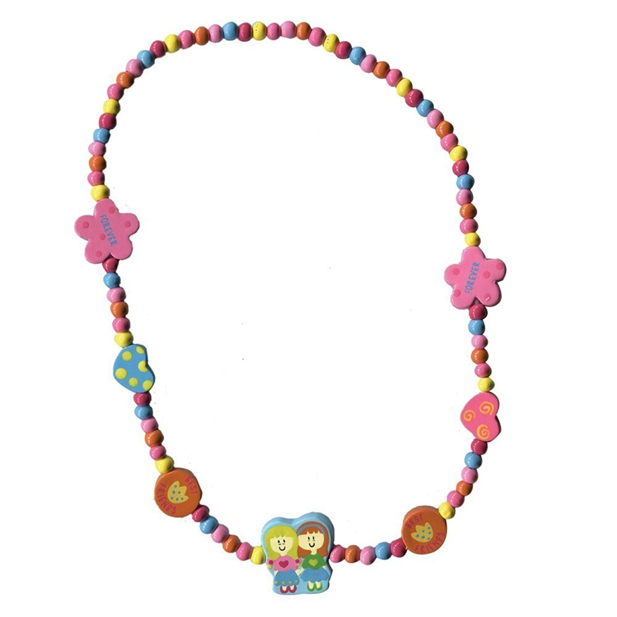Wooden Bead Necklace, Best Friends