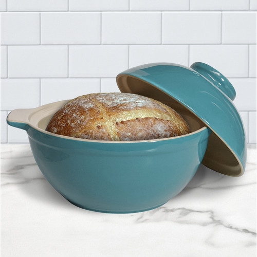 Picture of SASSAFRAS ENTERPRISES 2577AQRM SuperstoneBread Dome Aquamarine Glazed/Glazed Interior