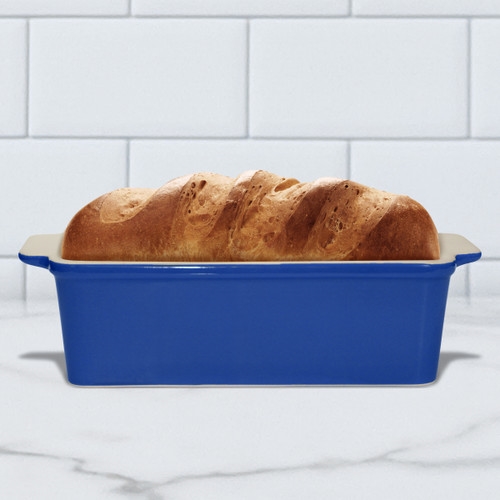 Picture of SASSAFRAS ENTERPRISES 2574BGRM Loaf Pan - Blue Glazed--Outer Dims 9' L x 5' W---Inner 8.5' L x 4.5' W