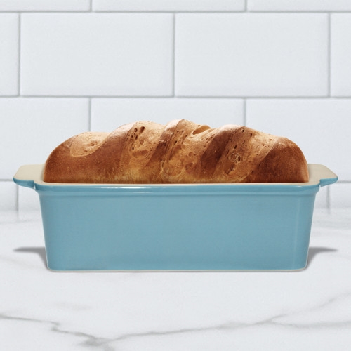 Picture of SASSAFRAS ENTERPRISES 2574AQRM Loaf Pan - Aquamarine Glazed--Outer Dims 9' L x 5' W---Inner 8.5' L x 4.5' W
