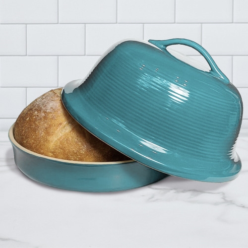 Picture of SASSAFRAS ENTERPRISES 1005AQRM SuperstoneLaCloche Aquamarine Glazed/Unglazed Interior