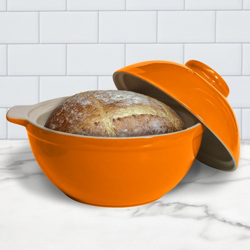 Picture of SASSAFRAS ENTERPRISES 2577TGRM SuperstoneBread Dome Tangerine Glazed/Glazed Interior