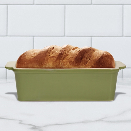 Picture of SASSAFRAS ENTERPRISES 2574GGRM Loaf Pan - Green Glazed--Outer Dims 9' L x 5' W---Inner 8.5' L x 4.5' W